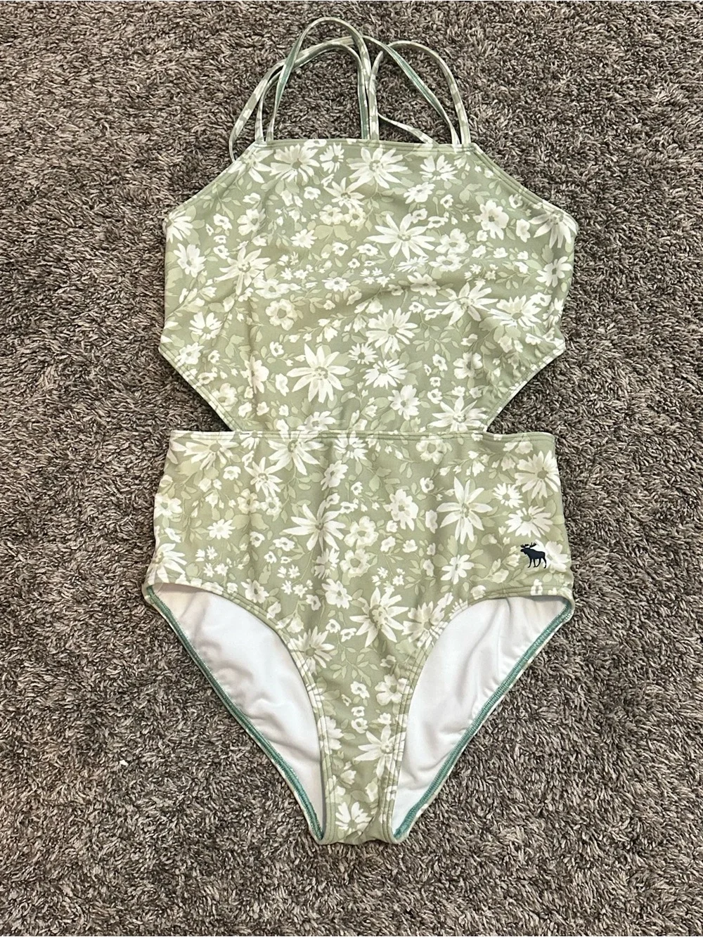 abercrombie kids Sage Green Floral One-Piece Swimsuit